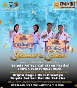 Tim Beladiri Polres Ngawi Raih Dua Medali pada Kejuaraan Beladiri Polri Kapolda Jatim Cup 2026