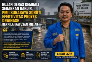 Hujan Deras Kembali Sebabkan Banjir, PMII Surabaya Soroti Efektivitas Proyek Drainase Bernilai Ratusan Miliar