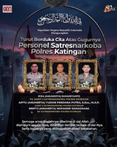 Tiga Personel Polri Gugur Saat Bertugas Ungkap Kasus Narkoba di Katingan, Dianugerahi Kenaikan Pangkat Luar Biasa Anumerta
