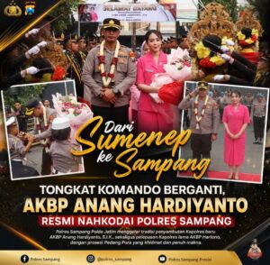 Semarak Tradisi Pedang Pora Sambut Kepemimpinan Baru AKBP Anang Hardiyanto, S.I.K. di Polres Sampang