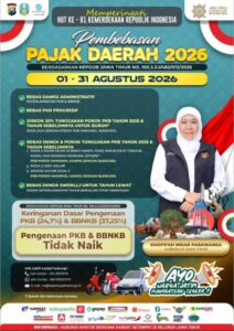 Sambut HUT ke-81 RI, Pemprov Jatim Hapuskan Beban Pajak Daerah Se-Bulan Penuh