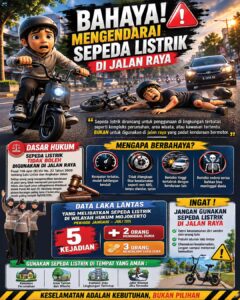 Polres Mojokerto Imbau Masyarakat Tidak Gunakan Sepeda Listrik di Jalan Raya