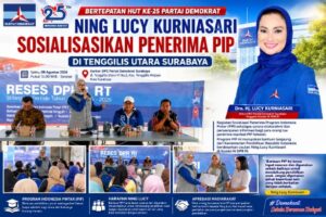 Bertepatan HUT ke-25 Partai Demokrat, Ning Lucy Kurniasari Sosialisasikan Penerima PIP di Tenggilis Utara Surabaya