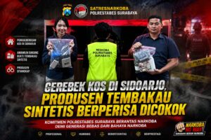 Satresnarkoba Polrestabes Surabaya Grebek Kos di Sidoarjo, Produsen Tembakau Sintetis Berperisa Dicokok