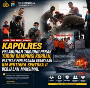 Sigap Tangani Musibah, Kapolres Pelabuhan Tanjung Perak Dampingi Evakuasi Korban KM Mutiara Sentosa II