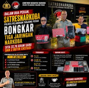 Tak Beri Ruang Pengedar, Satresnarkoba Polres Pelabuhan Tanjung Perak Ungkap Tiga Kasus Narkoba dalam Dua Pekan
