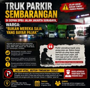 Bukan Tempat Parkir! Truk Berjejer di Badan Jalan Depan SPBU Jalan Jakarta Picu Kemacetan dan Bahayakan Pengendara