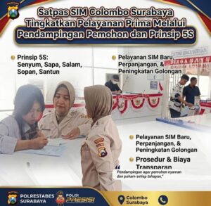 Wujudkan Pelayanan Transparan, Satpas SIM Colombo Surabaya Dampingi Pemohon dari Awal Hingga Akhir